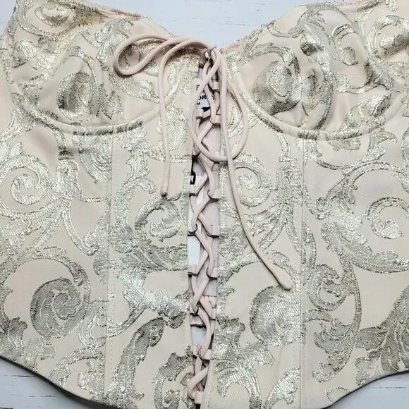 Rumored Cream Lace-Up Crop Top - Picture 5 of 10